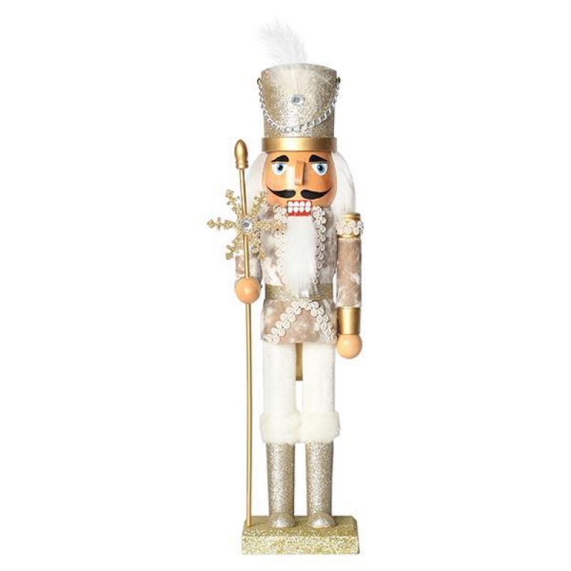 NUTCRACKER, WHITE-CHAMPAGNE, WITH SNOWFLAKE 38cm 600-44828