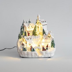 SNOWY VILLAGE, 18 LED, WITH ADAPTOR, WITH MOVEMENT, 27x27x29cm 600-44840