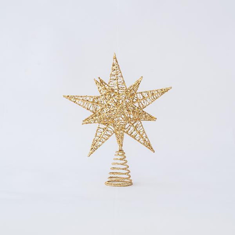 WIRE TOP TREE, GOLD, 3D STAR, 30x25cm 600-44927