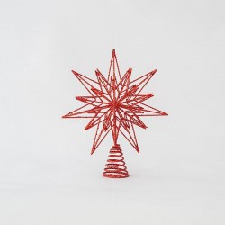 WIRE TOP TREE, RED, 3D STAR, 30x25cm 600-44928