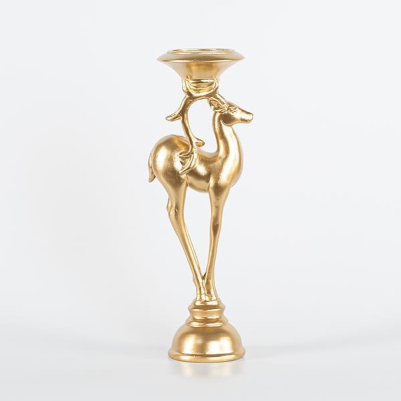 DECORATIVE CANDLE HOLDER, DEER, GOLD, 9,5x27cm 600-44946