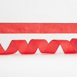 RED RIBBON, WITH RED GLITTER FLOWERS, 6,35cm, 10Y 600-44977