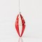 GLASS ORNAMENT, WHITE-RED, WITH BEADS, SET 4PCS, 6x13cm 600-45088