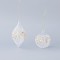 GLASS ORNAMENT, TRANSPARENT, WITH CHAMPAGNE GLITTER, BEADS AND SEQUINS, 2 SHAPES, SET 4PCS, 8 AND 13cm 600-45092