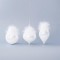 GLASS ORNAMENT, PEARL WHITE, WITH FEATHERS, 3 SHAPES, SET 4PCS, 10cm 600-45093
