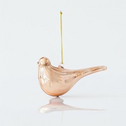 GLASS ORNAMENT, BIRD, CHAMPAGNE, SET 6PCS, 11,2x4x6cm 600-45107