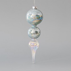 HANGING GLASS ORNAMENT, MINT-TRANSPARENT, 6x20cm 600-45122