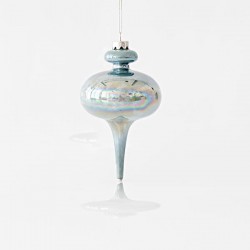 HANGING GLASS IRIDESCENT ORNAMENT, MINT, SET 2PCS, 9x15,3cm 600-45124