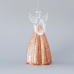 GLASS ANGEL, TRANSPARENT-PINK, 10x8,5x19,5cm 600-45136