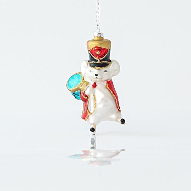 GLASS ORNAMENT, MOUSE, 7x5x11,5cm 600-45199
