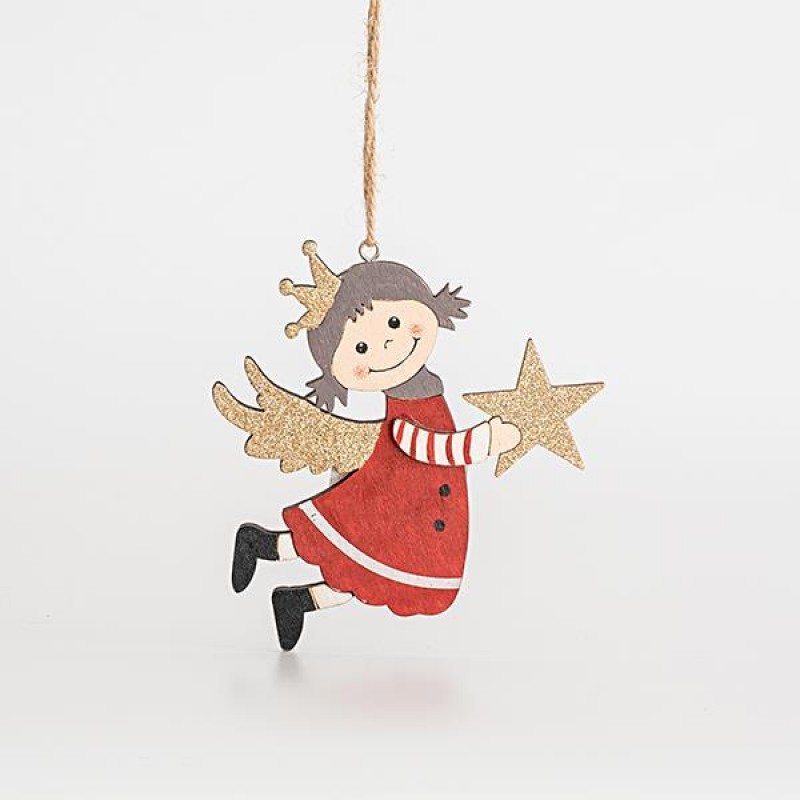 WOODEN ANGEL, RED GOLD, 11x1x12cm 600-45215