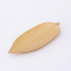 WOODEN LEAF, PLATE, GOLD, 45x18x2,3cm 600-45239