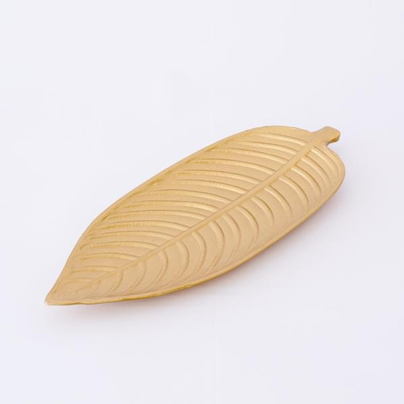 WOODEN LEAF, PLATE, GOLD, 45x18x2,3cm 600-45239