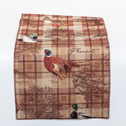 TABLE RUNNER, BROWN WITH DUCKS, 150x33cm 600-45266