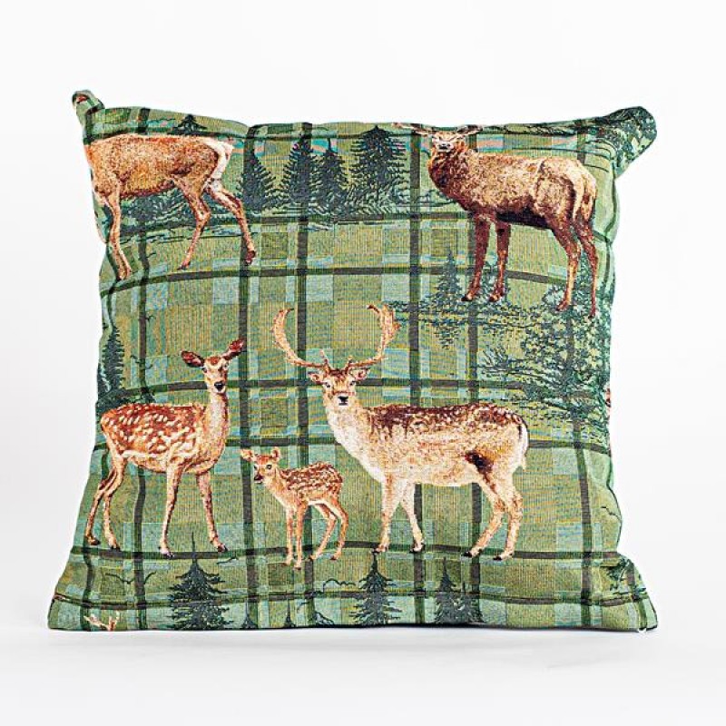 PILLOW, GREEN WITH REINDEERS, 45x45cm 600-45267