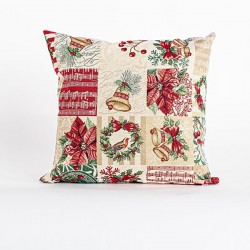 PILLOW, BEIGE WITH CHRISTMAS MOTIFS, 45x45cm 600-45270