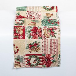 TABLE RUNNER, BEIGE WITH CHRISTMAS MOTIFS, 150x33cm 600-45271