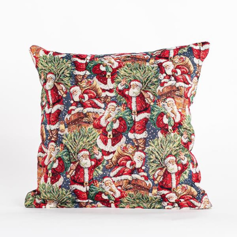 PILLOW, BLUE WITH SANTA, 45x45cm 600-45274