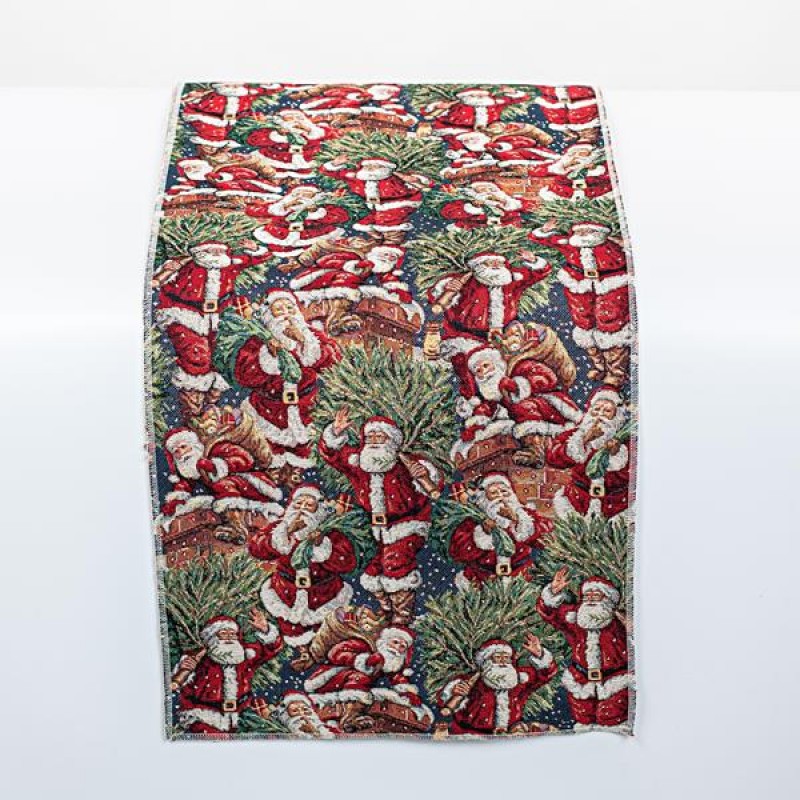 TABLE RUNNER, BLUE WITH SANTA, 150x33cm 600-45276