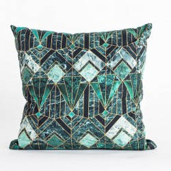 PILLOW, GREEN WITH GEOMETRIC SHAPES, 45x45cm 600-45286