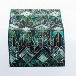 TABLE RUNNER, GREEN WITH GEOMETRIC SHAPES, 150x33cm 600-45287