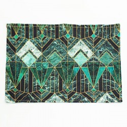 TABLE MAT, GREEN WITH GEOMETRIC SHAPES, 1 PC, 31x43cm 600-45288