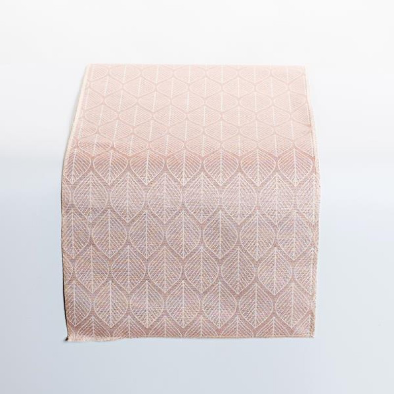 TABLE RUNNER, PINK WITH WHITE LEAVES, 150x33cm 600-45291
