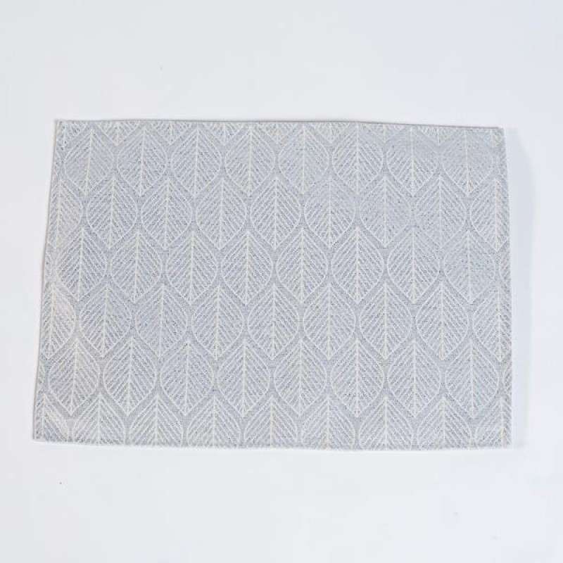 TABLE MAT, SILVER WITH WHITE LEAVES, 1 PC, 31x43cm 600-45295