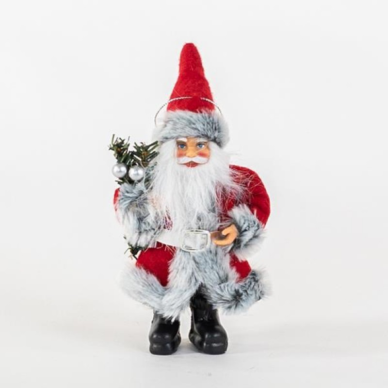 RED SANTA, WITH GREY FUR,  18cm 600-45305