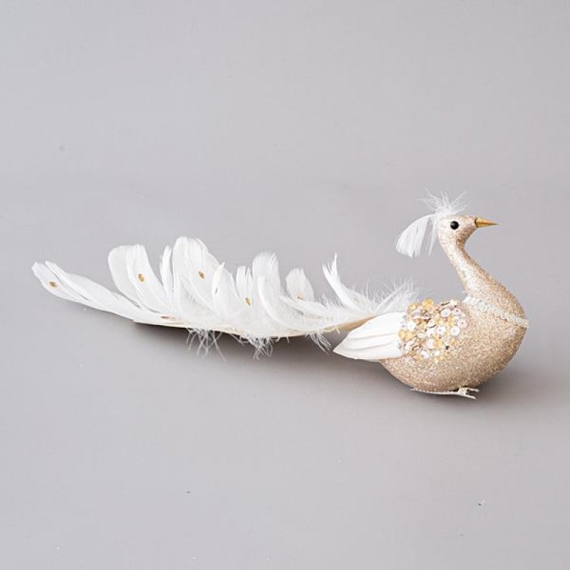SWAN CHAMPAGNE, WITH GLITTER AND FEATHERS, 35cm 600-45328