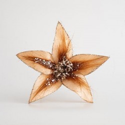 FLOWER, CHAMPAGNE, WITH FABRIC AND FUR, 21x18cm 600-45335