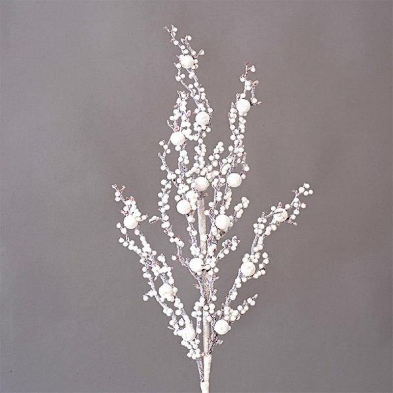TWIG WHITE, WITH GLITTER, 72cm 600-45403