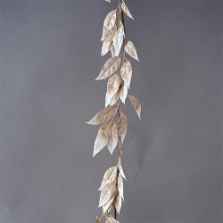BRANCH, WITH CHAMPAGNE-WHITE LEAVES, WITH GLITTER, 180cm 600-45409 BRANCH, WITH CHAMPAGNE-WHITE LEAVES, WITH GLITTER, 180cm 600-45409