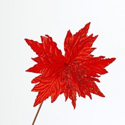 RED POINSETTIA, WITH LONG LEAFSTALK 60cm, 23x20cm 600-45439