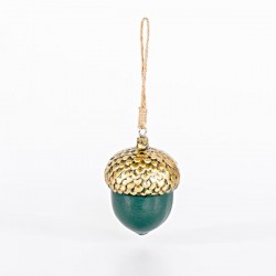 ACORN, OLIVE-GREY AND GOLD, 6x6x8cm 600-45461