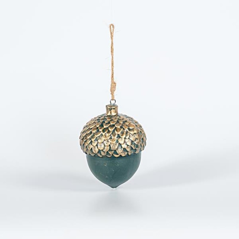 ACORN, OLIVE-GREY AND GOLD, 9x9x12cm 600-45462