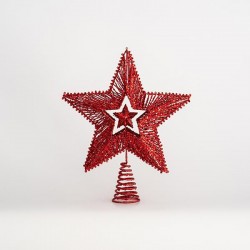 TOP TREE, STAR, RED, WITH LITTLE STAR INSIDE, 25x30cm 600-45473
