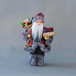 SANTA, DARK GREY, WITH PRESENTS, 30cm 600-45505