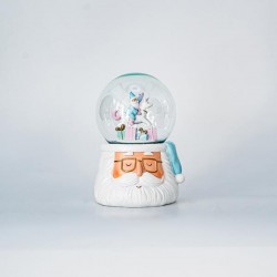 SNOWBALL SANTA, WITH ROCKING HORSE INSIDE, 15cm 600-45516