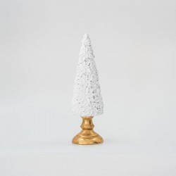 TREE, WHITE, VELVET, WITH GOLD BASE, 32cm 600-45527