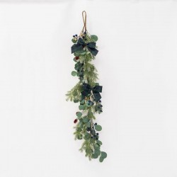 BRANCH, WITH BLUE BERRIES AND GREEN BOWS, 120cm 600-45532