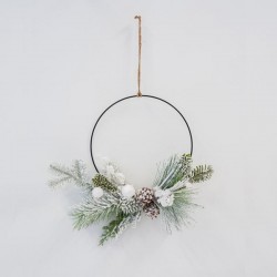 LITTLE WREATH, WITH HOOP AND WHITE DECORATIVES, 40cm 600-45539
