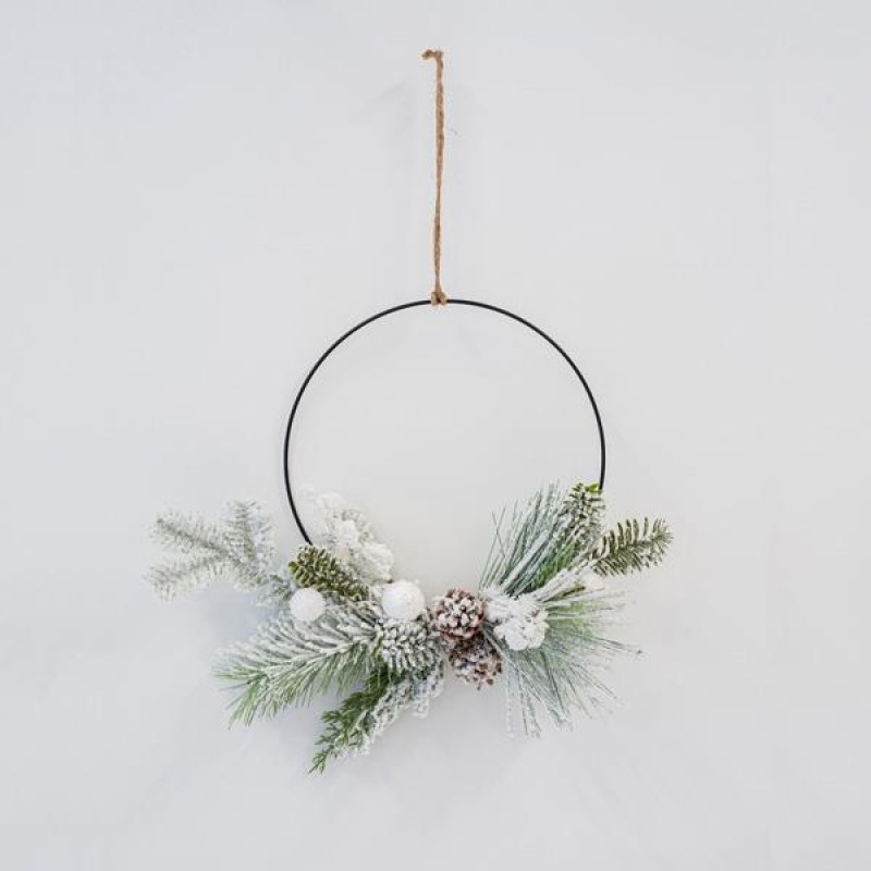 LITTLE WREATH, WITH HOOP AND WHITE DECORATIVES, 40cm 600-45539