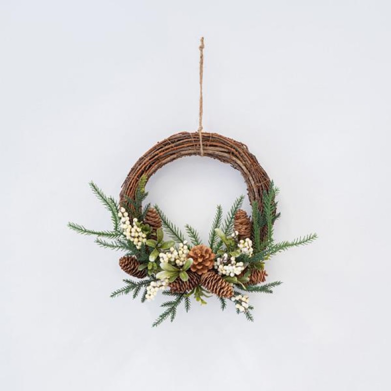 LITTLE WREATH, WITH WHITE BERRIES, 32cm 600-45544