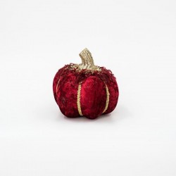 VELVET PUMPKIN, BURGUNDY, WITH GOLD GLITTER, 15cm 600-45562