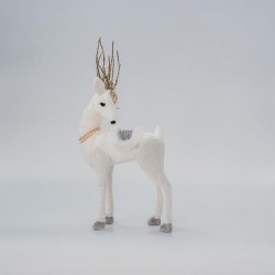 VELVET DEER, WHITE, WITH GOLD GLITTER, 19x39x8cm 600-45572