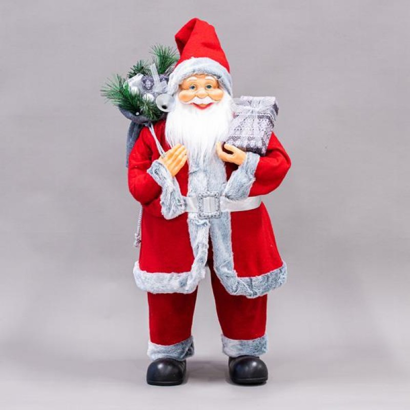 RED SANTA, WITH GREY FUR, 80cm 600-45589