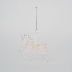 ACRYLIC UNICORN, PINK WITH CHAMPAGNE GLITTER, 12,5x11,5cm 600-45599