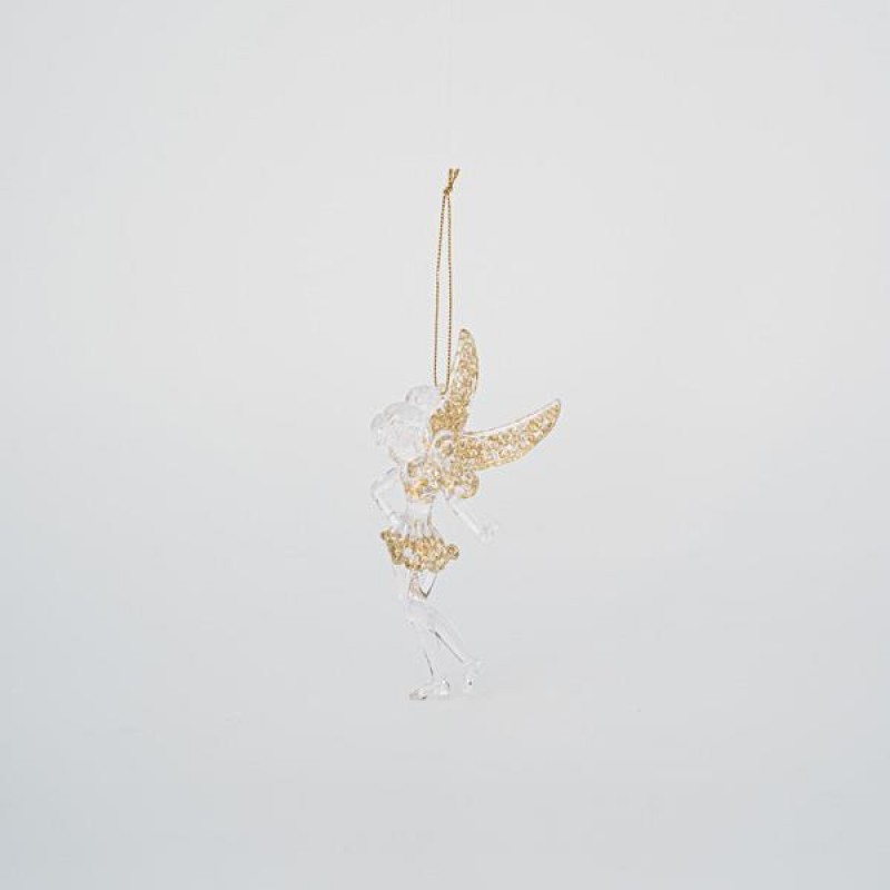 ACRYLIC FAIRY, TRANSPARENT, WITH LIGHT GOLD GLITTER, 6,9x14cm 600-45600