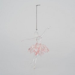 ACRYLIC BALLERINA, TRANSPARENT, WITH PINK SKIRT, 9,5x15cm 600-45608